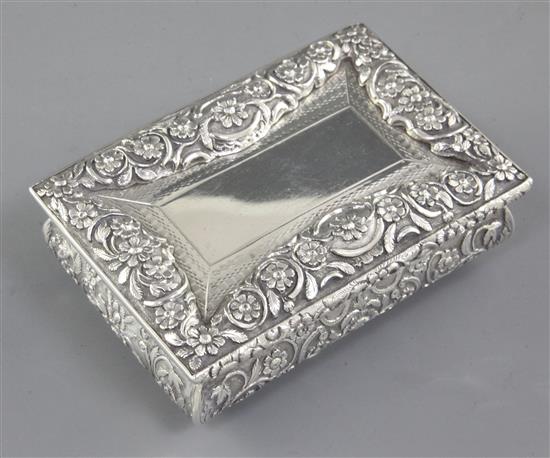 A good William IV engine turned silver table snuff box, by Joseph Wilmore, Length 115mm. Weight 9.9oz 308grams.